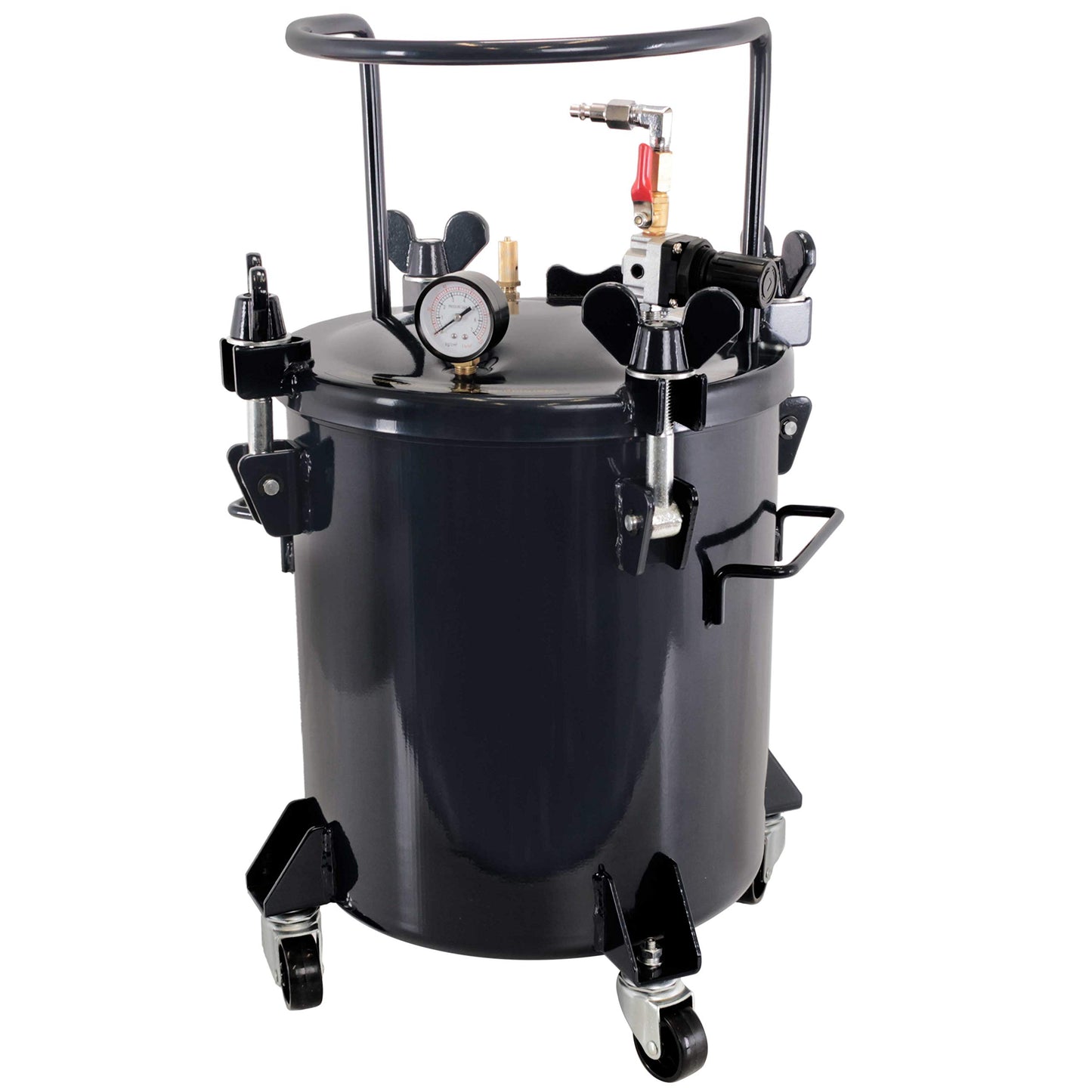 TCP Global 5 Gallon (20 Liters) Pressure Pot Tank for Resin Casting - Heavy Duty Powder Coated Pot with Air Tight Clamp On Lid, Caster Wheels, Regulator, Gauge - Use for Curing Resin in Casti - WoodArtSupply