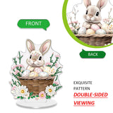 1 Pcs DIY Easter Egg Bunny Tabletop Diamond Art Painting Kits Double Sided Acrylic Diamond Painting Tabletop Flower Easter Table Top Ornament Kits for Spring Holiday Themed Party Decor Accessories NSSHEL