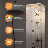 LFT HUIMEI2Y Glass Display Cabinet with LED Lights and Lock, 4-Shelf Curio Cabinets with Door, Tempered Glass Collection Display Showcase for Bedroom, Living Room 65”x 17”x 14.5” White LFT HUIMEI2Y