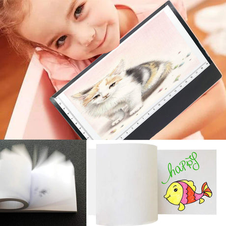 Canvall Flipbook Set for Drawing and Tracing Animation, Include: A5 LED Light Box, 540 Pages Animated Loose-Leaf Paper, 2 HB +12 Colored Drawing Pencils, Pencil Sharpener, Eraser and Screwdriver Canvall