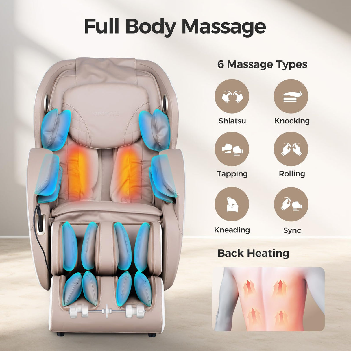 BOSSCARE Zero Gravity Massage Chair: 3D Full Body Airbags Shiatsu Massaging Chairs - SL Track AI APP Body Scanning Heating Recliner BOSSCARE