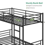 QUJEON Bunk Bed Twin for Kids,Bed Frames with Ladders and Guardrail,Sturdy Literas Heavy Duty Metal Slats,400 lbs Capacity,No Spring Box Required,Black QUJEON