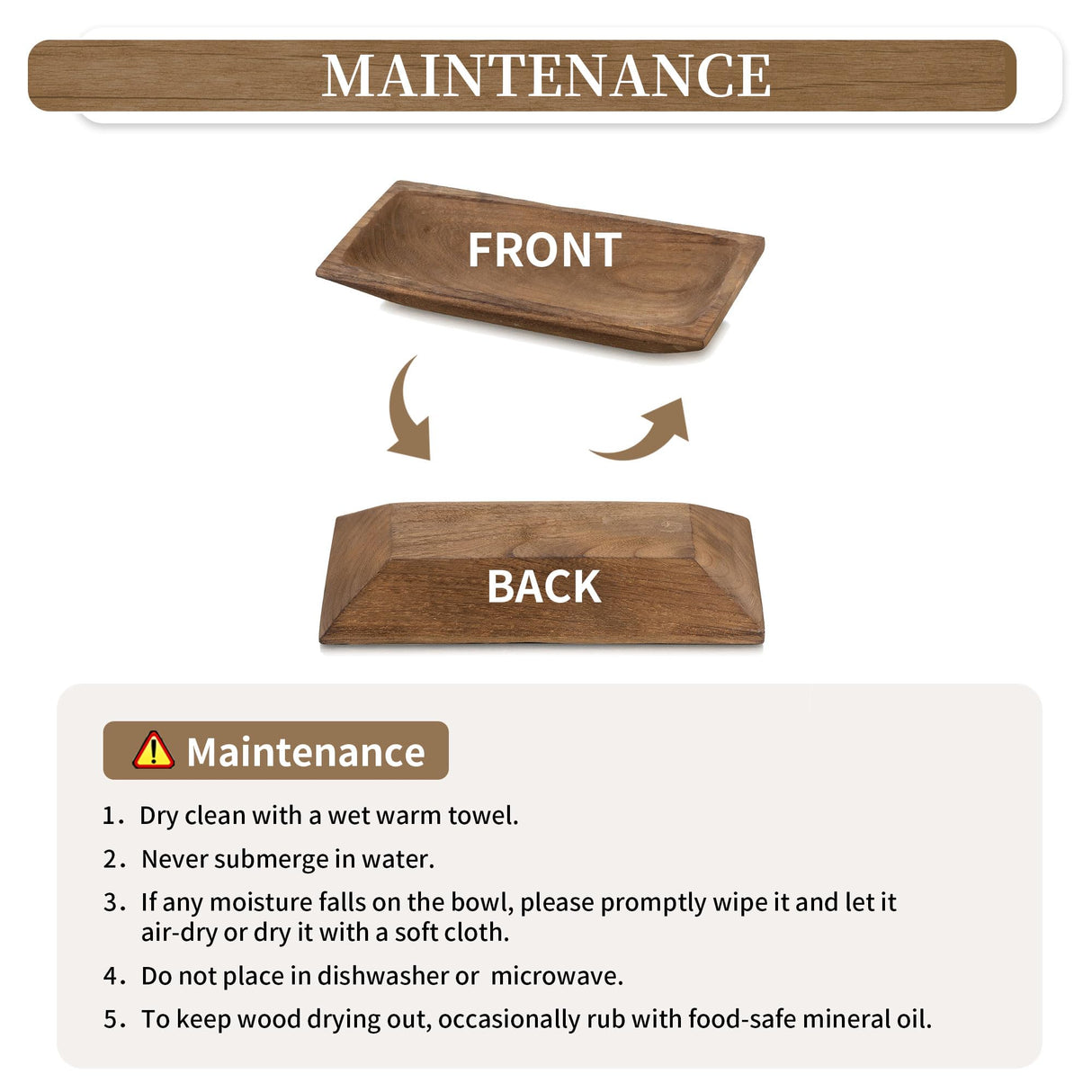 Hanobe Decorative Wooden Dough Bowl: Wood Table Centerpiece Decorations Rustic Natural Candle Holder Tray Trough for Dining Room Kitchen Decor, Brown Hanobe