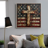 KTHOFCY 5D DIY Diamond Painting Kits for Adults, American Flag Cross Full Drill Embroidery Cross Stitch Crystal Rhinestone Paintings Pictures Arts Wall Decor Painting Dots Kits 11.8X11.8 inch KTHOFCY