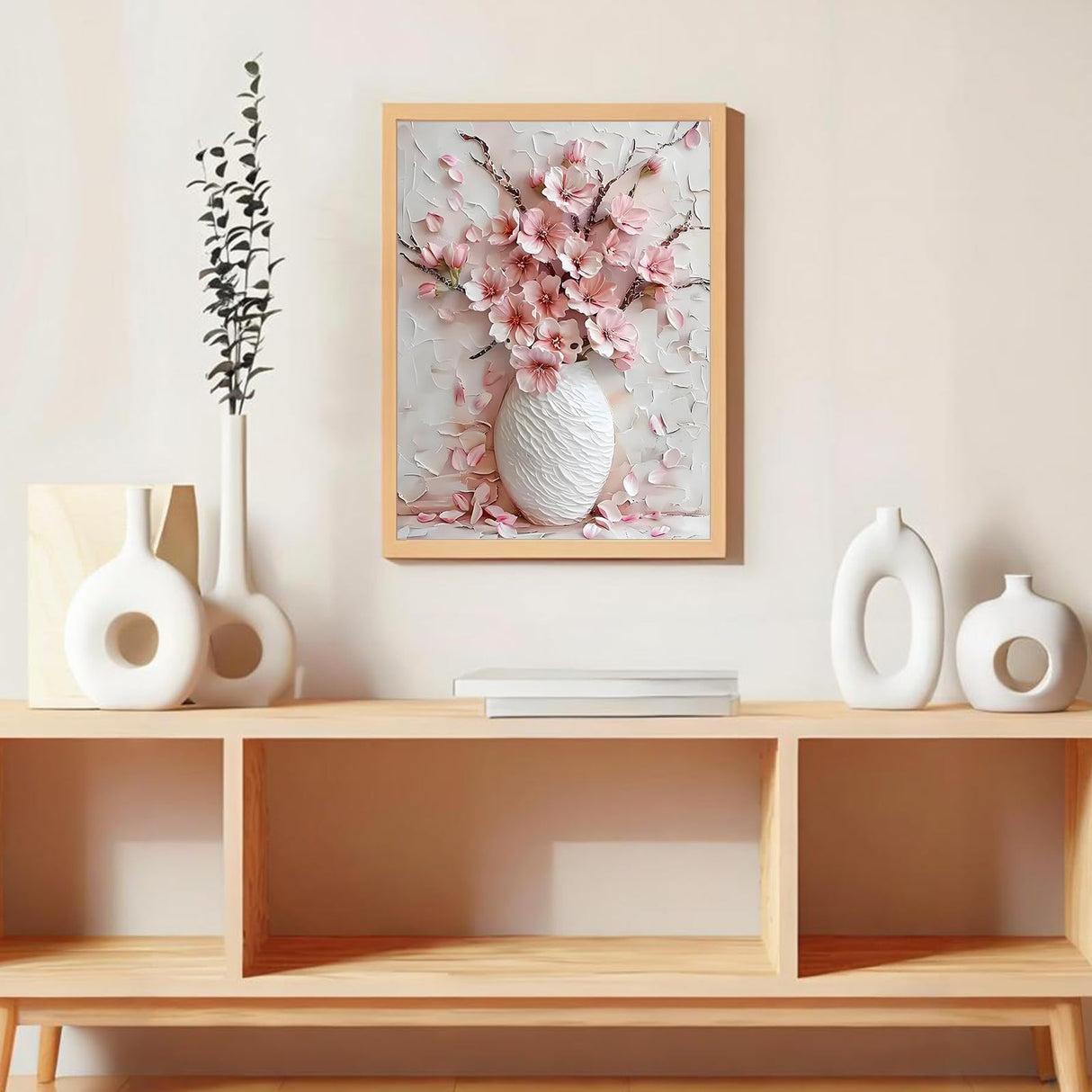 Shouruihua Floral Diamond Painting Kits for Adults, Pink Cherry Blossoms Flowers Diamond Art Painting by Numbers Kits, Diamond Dots Art Kits, Full Round Drill Gem Art for Home Wall Decor, 11.8x15.7 in Shouruihua