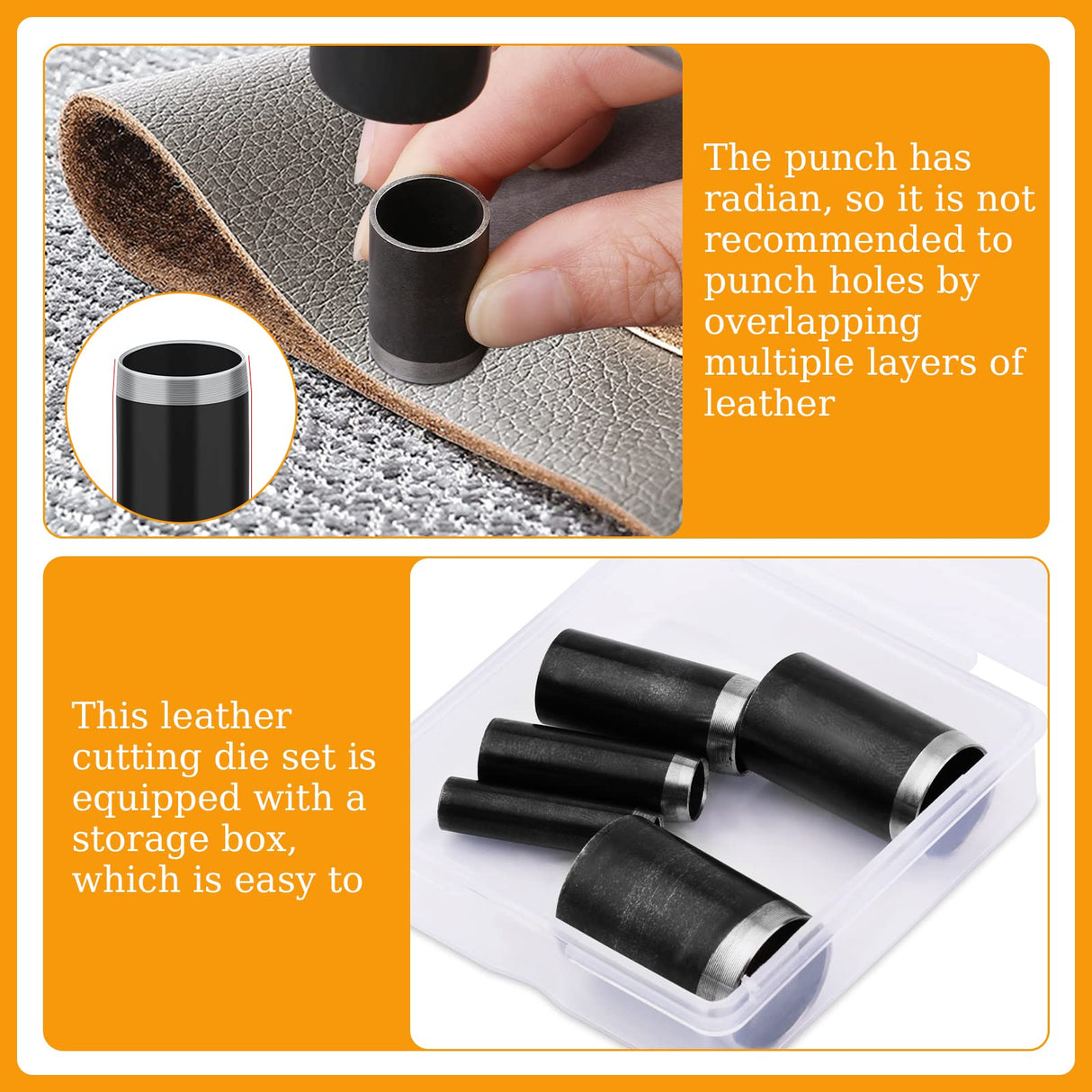 Veroave 5 Sizes Round Hole Punch, Hollow Punch Cutter Tool Set with Storage Case, Leather Craft Tools Kit for Handmade DIY Craft Hole Punch Veroave
