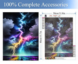 JFYHAB Lightning Diamond Art Kits for Adults, Lightning Diamond Painting Kits for Beginners, DIY 5D Sky Diamond Painting with Round Gem Art Kits for Adult for Gift Home Wall Decor 12x16 Inch JFYHAB