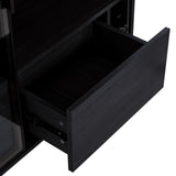 THINK 30 51.2'' Tall Lighted Display Cabinet with Tempered Glass Door, Adjustable Glass Shelves, Metal Legs, LED Modern Minimalist Curio Cabinet for Living Room, Office, Study, Black THINK 30