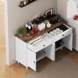 Farmhouse Buffet Cabinet with Storage, 47.6" Buffet Sideboard with 2 Drawers and 4 Doors, Wooden Kitchen Storage with Adjustable Shelves, Rustic Top Console Table for Dining Room, Kitchen or Entryway PROXRACER