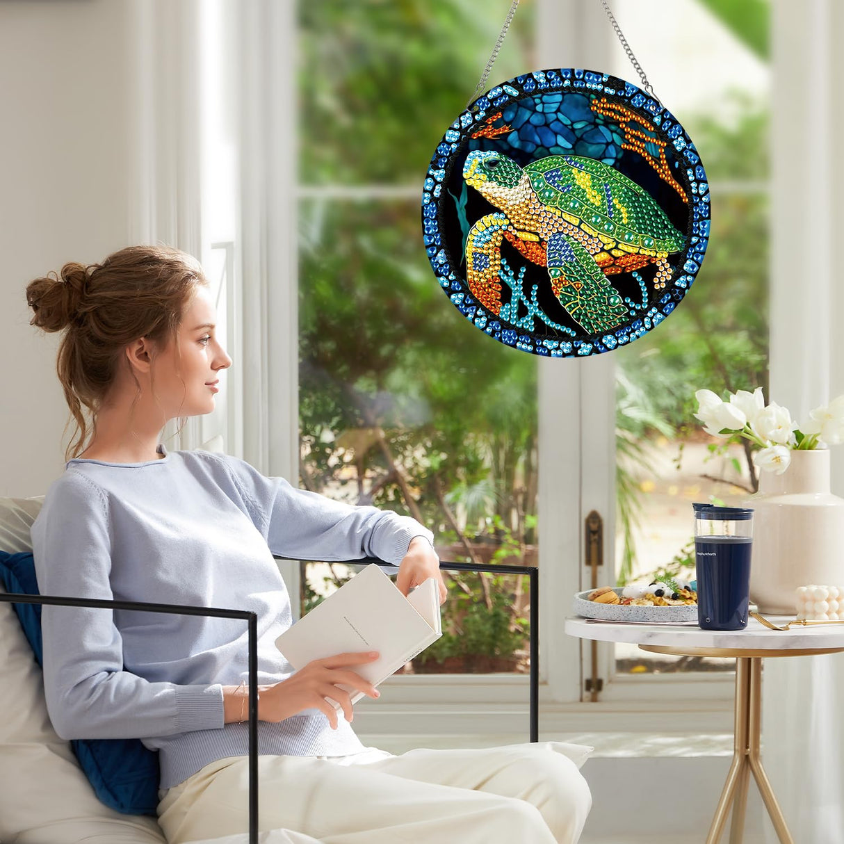 AiYuanzsh Sea Turtle Diamond Painting Hanging Pendant Kit, Special Shaped Diamond Dots Acrylic Ornament, DIY Diamond Art Pendant for Adults Home Wall Window Decoration Gift AiYuanzsh