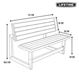 LIFETIME 60253 Outdoor Convertible Bench, 55 Inch, Harbor Gray Lifetime