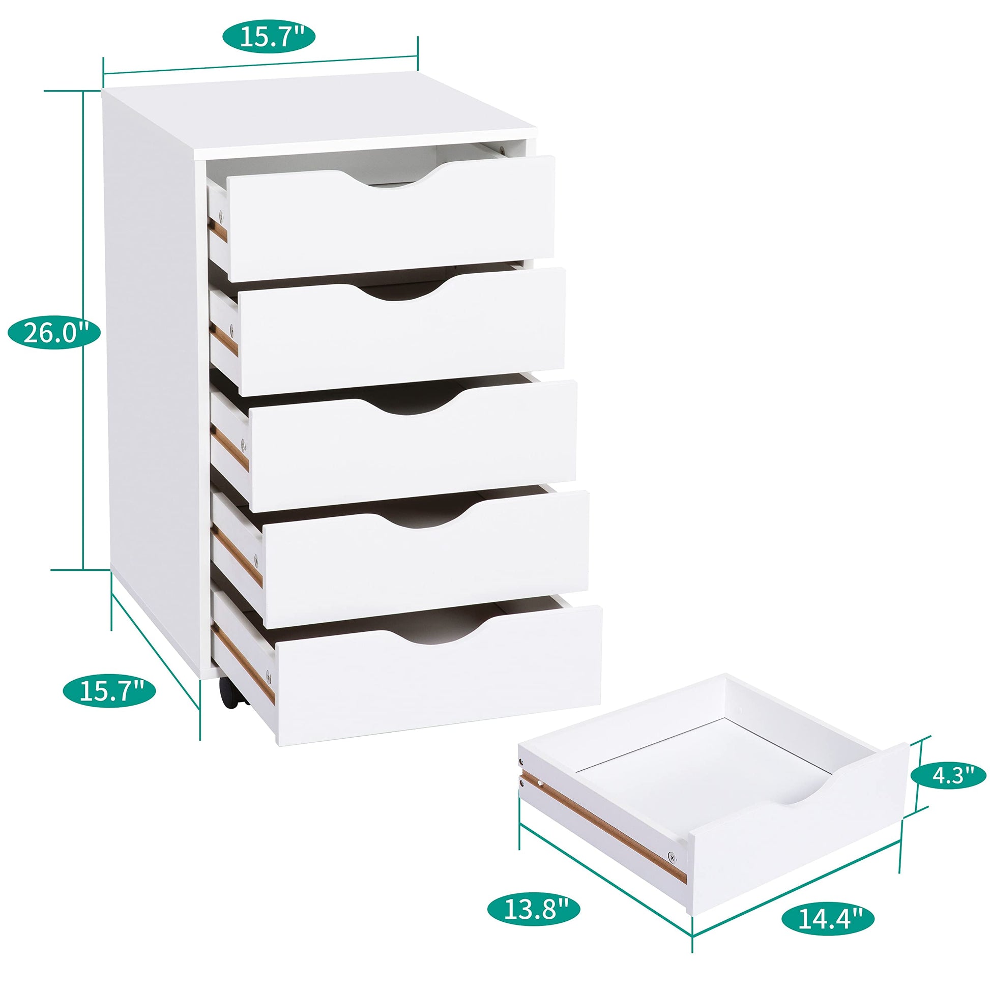 Naomi Home Office File Cabinets Wooden File Cabinets for Home Office Lateral File Cabinet Wood File Cabinet Mobile File Cabinet Mobile Storage Cabinet Filing Storage Drawer White/5 Drawer - WoodArtSupply