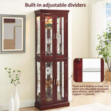 Curio Cabinet Wooden Display Cabinet,Curio Cabinet with Adjustable Glass Shelves Vintage, Lighted Curio Diapaly Cabinet,Vintage Accent Storage Cabinet with 6 Shelves,70" Curio Cabinet(Cherry) Firscook