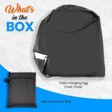 SerenelifeHome Hanging Egg Chair Cover-75" x 45" Waterproof/Windproof Dust Protector w/ Zipper & Hem Cord, Suitable for Most Outdoor Swing/Pod Chairs,Perfectly Fits Model SLGZ0EGG, One Size, Black SereneLife