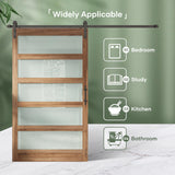 FREDBECK 48 x 84 inch Glass Barn Door with 8FT Barn Door Hardware Kit Included,5-Panel Frosted Glass,Wood Panel, Water-Proof Surface,Pre-Drilled Holes,Need Assembly,Fit 45in-47in Opening FREDBECK