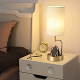 Dreamholder Table Lamp with 3 USB Charging Ports, Modern Desk Lamp with AC Outlet and Phone Stands, Perfect Bedside Lamp for Bedroom, Living Room, Office (Pack of 2), Gold Dreamholder