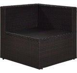 Crosley Furniture Palm Harbor Corner Outdoor Sectional Chair, Wicker Patio Chairs for Porch, Deck, Backyard, Brown with Sand Cushions Crosley Furniture