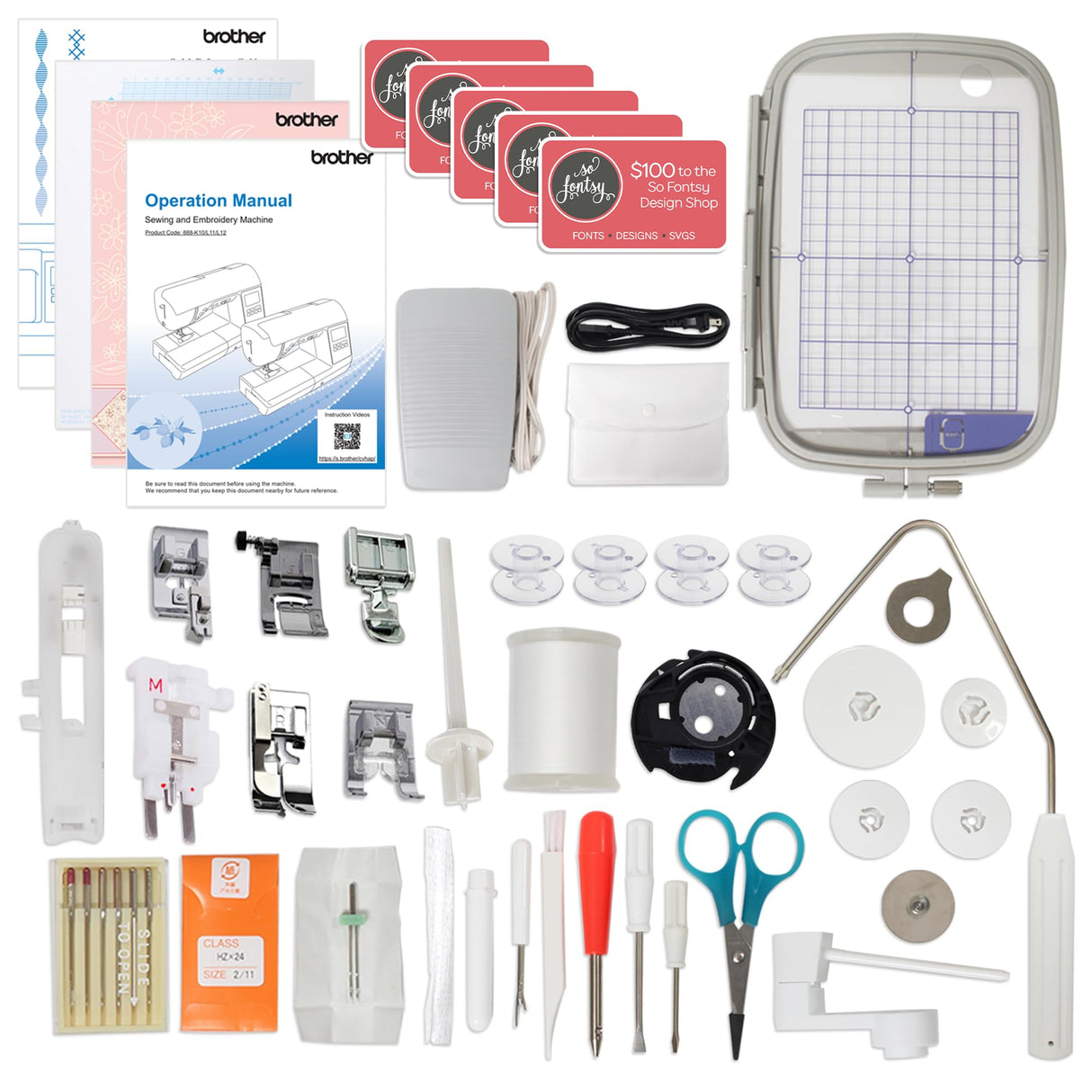 Brother SE2000 5" x 7" Combo Embroidery & Sewing Machine with Deluxe 130 Thread Spools & Accessories Brother