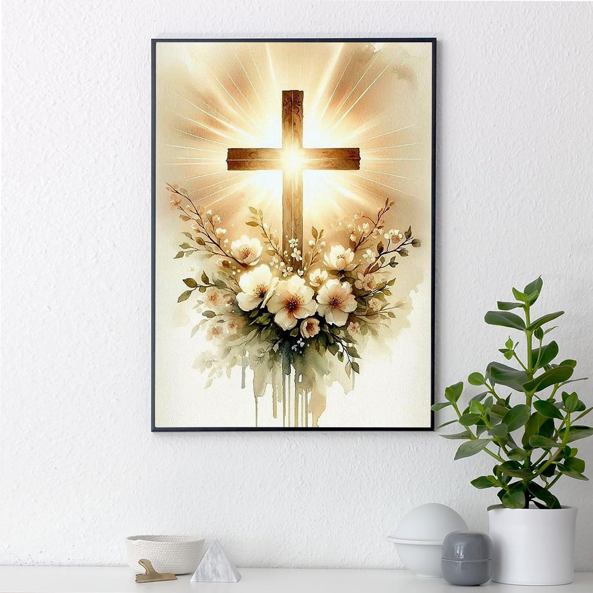 Yezavesu Religious Cross Diamond Art Kits for Adults, Jesus Christ Cross 5D Diamond Painting Kit for Beginners, DIY Round Full Drill Painting with Gem Art Craft Kits for Home Wall Decor 12x 16 Inch Yezavesu
