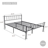 WJORATA Metal Platform Queen Bed Frame with Headboard Sturdy Steel Slats Support No Box Spring Needed Easy Assembly Black WJORATA