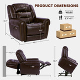 EONIX Classic Dual Motor Power Lift Recliner Chair for Elderly, 400lbs Heavy Duty Breathable Faux Leather Recliner with Heat and Massage, Lay Flat Lift Chair Recliner for Adults, SLRY005, Dark Brown EONIX