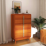 pnochoo 5 Drawer Dresser,Mid Century Modern Dresser for Bedroom,47.2" Tall Wooden Dresser,Entryway Cabinet with Drawers,Chest of Drawers with Metal Handle for Living Room,Hallway,Cherry pnochoo