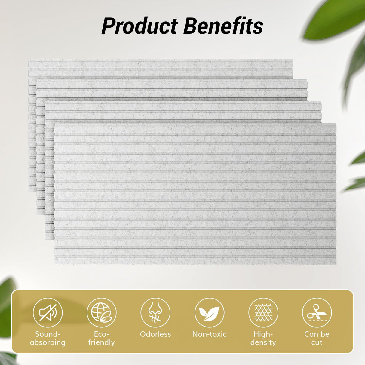 TONOR 4-Pack Bilayer Acoustic Panels Large Self-adhesive, 47.2” * 23.6” * 0.72” Adhesive Wall Panel, Large Soundproof Tiles for Echo Absorbtion, Acoustical Barrier of Polyester Fiber, Grey TONOR