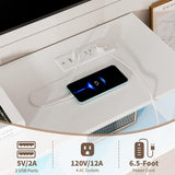 Algglobuy 59'' Modern TV Stand with Power Outlet, LED Entertainment Center with Open Storage Shelves for TVs up to 65 Inch, TV Media Console Table for Living Room, Bedroom (White) Algglobuy