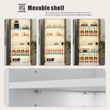 Storage Cabinet with Doors Adjustable Shelves - 65" White Tall Kitchen Pantry Organizer with Metal Handle/LED Lights/Human Sensor - 5 Tier Display Bookcase for Bedroom Living Room Office Dystler