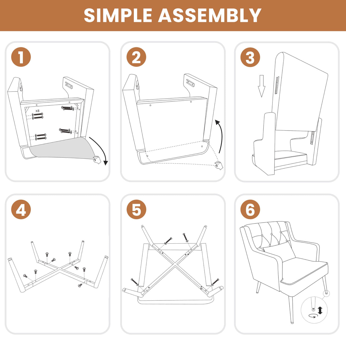 Yaheetech Accent Chair, Living Room Chair Mid Century PU Leather Armchair Lumbar Pillow, Comfy Upholstered Reading Chair Wood Leg Bedroom Brown 2PCS Yaheetech