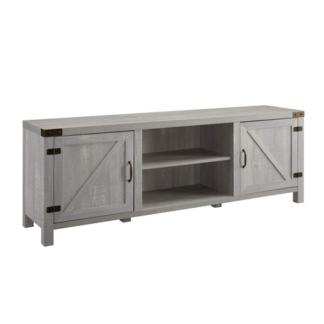Walker Edison Georgetown Modern Farmhouse Double Barn Door TV Stand for TVs up to 80 Inches, 70 Inch, Stone Grey Walker Edison