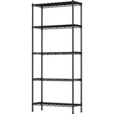 GIOTORENT 5-Wire Garage Shelving Storage Shelves, Metal Shelf Organizer 1750Lbs Capacity, Kitchen Storage Adjustable Shelf for Laundry Bathroom Pantry Closet, Black 36.2''L x 14''W x 72.3''H GIOTORENT