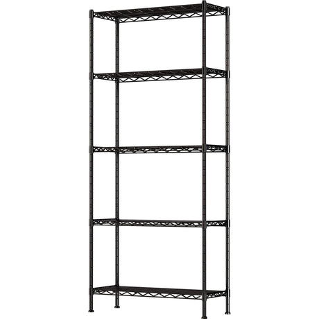 GIOTORENT 5-Wire Garage Shelving Storage Shelves, Metal Shelf Organizer 1750Lbs Capacity, Kitchen Storage Adjustable Shelf for Laundry Bathroom Pantry Closet, Black 36.2''L x 14''W x 72.3''H GIOTORENT
