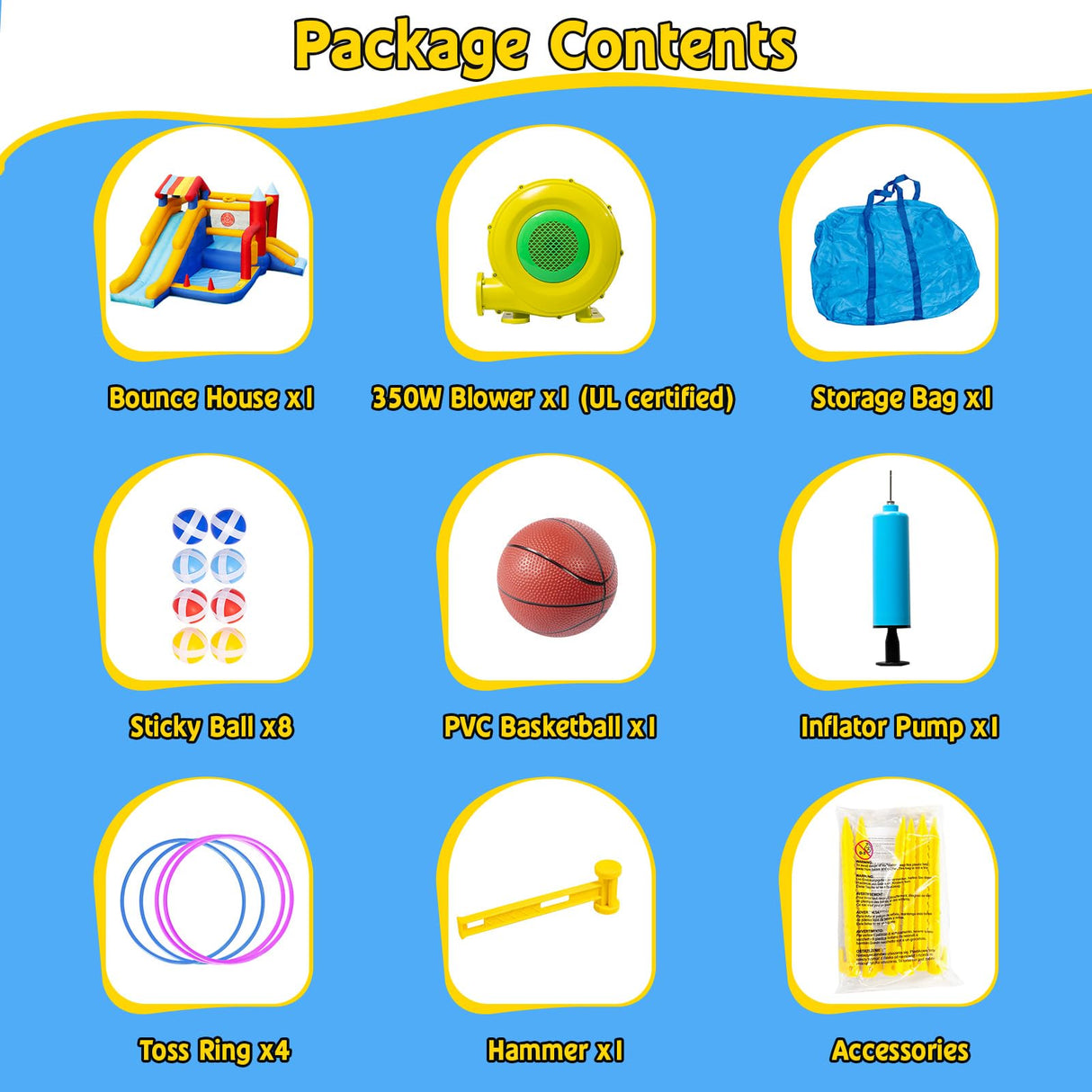 Inflatable Bounce House for Kids Outdoor 9 in 1 Large Bounce Castle for Toddlers Indoor Backyard Big Jump Bouncy House with Blower, Two Slide, Ball Pit, Basketball, Boxing, Climbing, 11.38x10.2FT AONESY