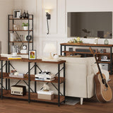 BON AUGURE Rustic Oak 3-Tier Console Table with Shelves - Versatile Entryway and Sofa Table for Living Room BON AUGURE