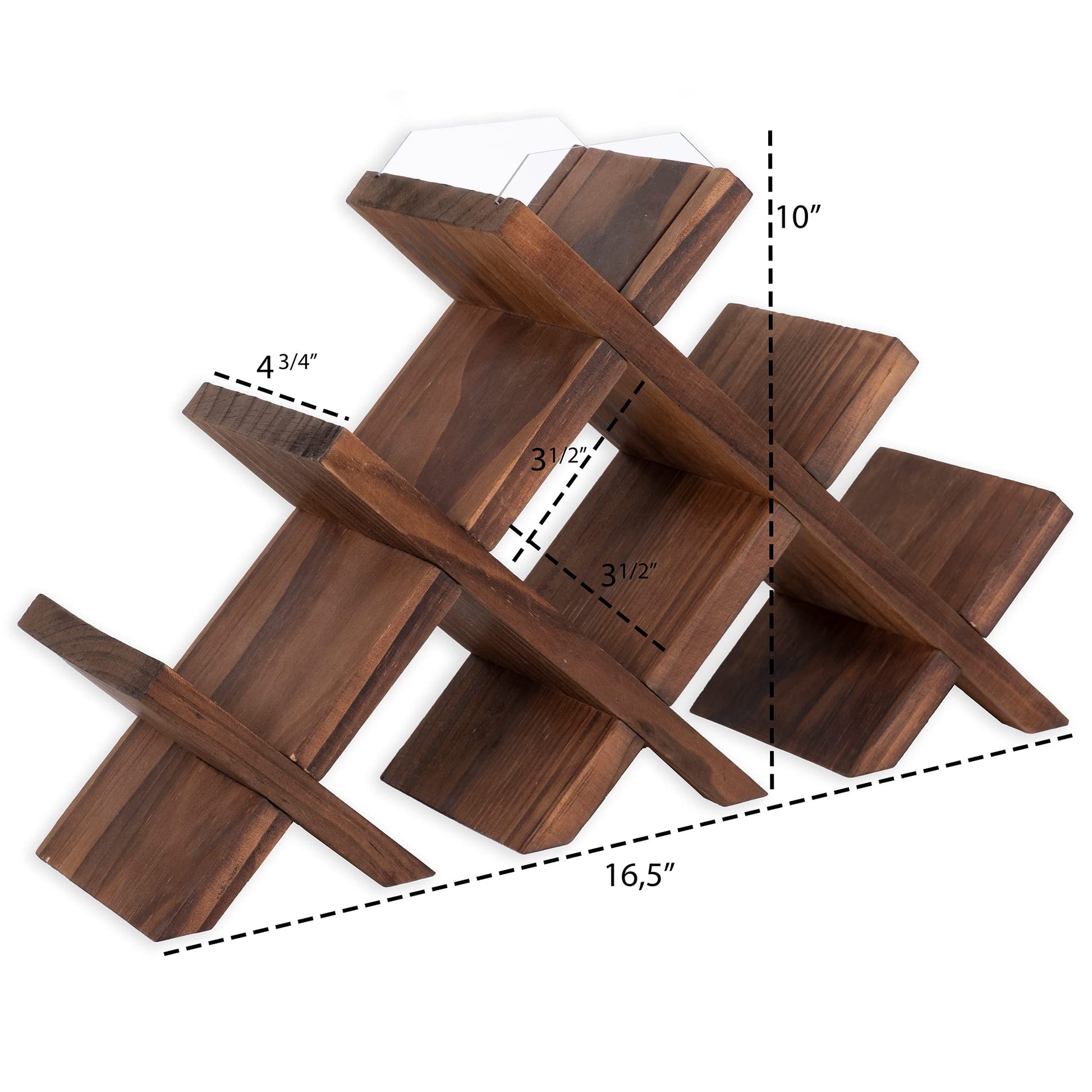 Rustic State Alella Countertop Wood Wine Rack for 8 Bottles Holder and Cork Storage Tabletop Butterfly Sleek Design Freestanding Organizer - Home, Kitchen, Dining Room Bar Décor - Walnut - WoodArtSupply