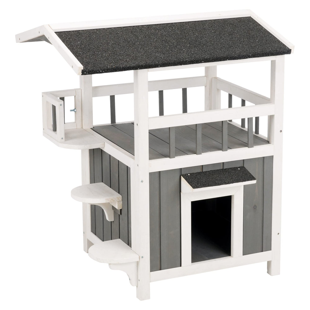TRIXIE Pet Home with Covered Balcony, Elevated Cat House, Weatherproof Shelter, Ideal for Cats and Small Dogs TRIXIE