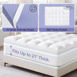 downluxe 4 Inch Queen Memory Foam Mattress Topper Pro Dual Layer 2 Inch Cooling Gel Egg Crate Memory Foam Plus 2 Inch Pillow Top Medium Firm with Deep Pocket downluxe