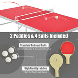 Goplus Foldable Ping Pong Table, 100% Preassembled, Portable Table Tennis Table Game Set with Net, 2 Table Tennis Paddles and Ping Pong Balls for Indoor Outdoor Use (Red-60'') Goplus