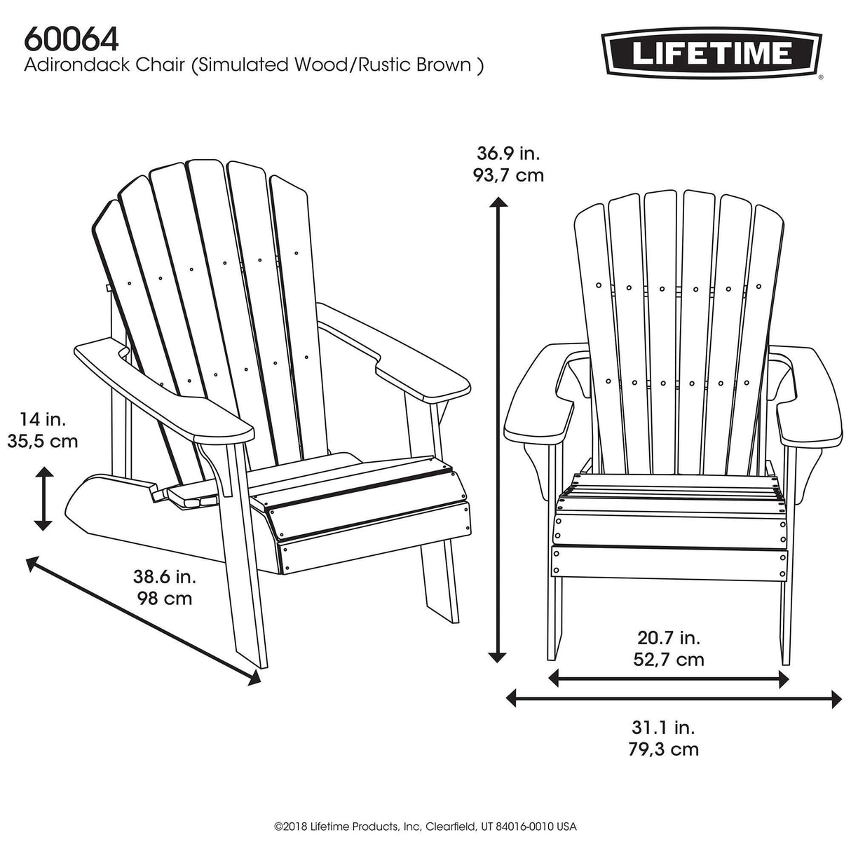 Lifetime Faux Wood Adirondack Chair Lifetime