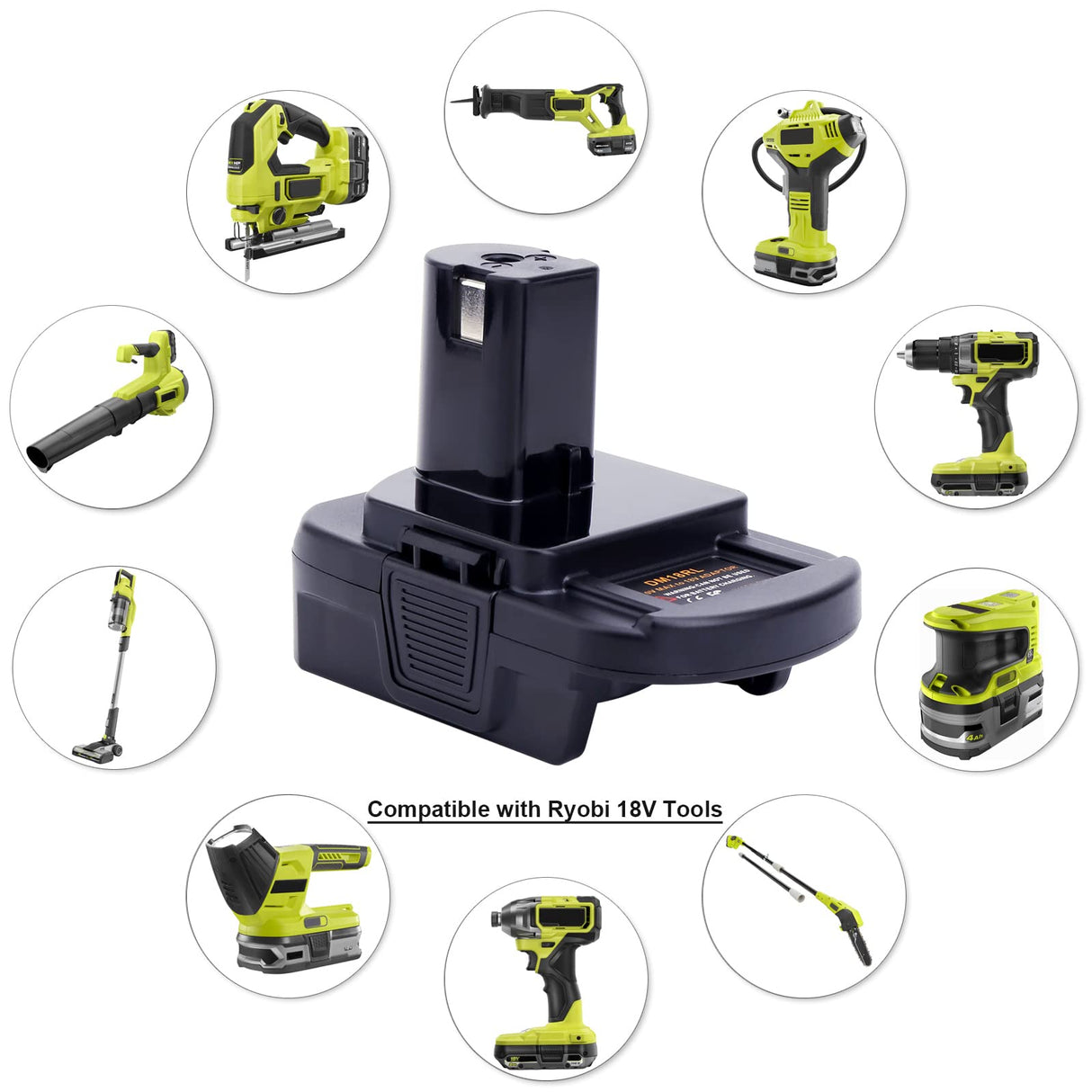 Biswaye Adapter Compatible with Dewalt 20V Battery to Replacement for Ryobi 18V One+ Battery, Adapter Compatible with Milwaukee M18 Battery to Replacement for Ryobi 18V One+ Battery P102 P189 P107 Biswaye