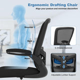 POWERSTONE Drafting Chair, Ergonomic Tall Office Chair Stool Standing Desk Chair with High Back and Flip-up Armrests Adjustable Rolling Workbench Stool with Footrest (Black 1 pcs) POWERSTONE