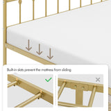 Yaheetech Classic Metal Platform Bed Frame Mattress Foundation with Victorian Style Iron-Art Headboard/Footboard/Under Bed Storage/No Box Spring Needed/King Size Antique Gold Yaheetech