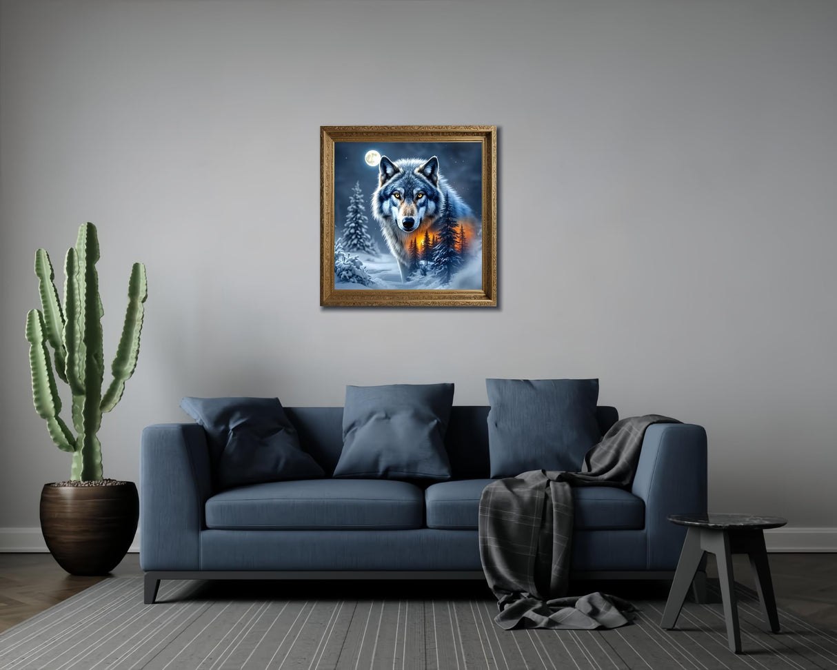 Wolf 5D Diamond Art Kits for Adults Beginners,Winter Forest DIY Full Round Drill Diamond Painting Kits, Animal Paint by Diamonds Dots Gem Art Easy,Home Wall Decor 14X14 Inch Acelii