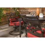 Hanover Montclair 7-Piece Outdoor Dining Set with 6 Swivel Rockers, Chili Red Cushions and Stamped Steel Rectangular Dining Table, Patio Dining Set for 6, Premium All-Weather Patio Furniture for Deck Hanover