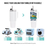 PYD Life 2 Pack Sublimation 40 OZ Tumblers with Handle Blanks White Coffee Mugs Insulated Reusable Travel Cups with Lid and Stainless Straw for Tumbler Heat Press Sublimation Oven Printing PYD Life