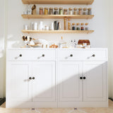 CJF Buffet Storage Cabinet, Storage Cabinet with Drawer & Adjustable Shelf, Metal Sideboard Kitchen Storage Cabinet for Coffee Bar, Bathroom, Living Room, Entryway, Home Office, Natural, Pantry CJF