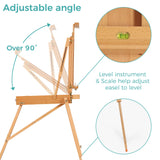 VISWIN French Easel, Hold Canvas up to 34", Beech Wood Adulstable Foldable Studio & Field Sketchbox Easel with Drawer, Palette, Level Instrument & Scale Leg, Portable Tabletop & Floor Painting Easel VISWIN