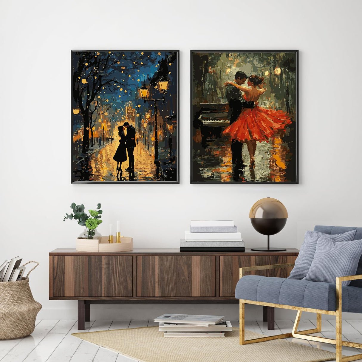 2 Pack Paint by Numbers Kit for Adults Beginner, Romantic Lover Adult Paint by Number Kits on Canvas, DIY Acrylic Number Painting for Adults Landscape for Home Decor Gift 16x20 Inch Possoco