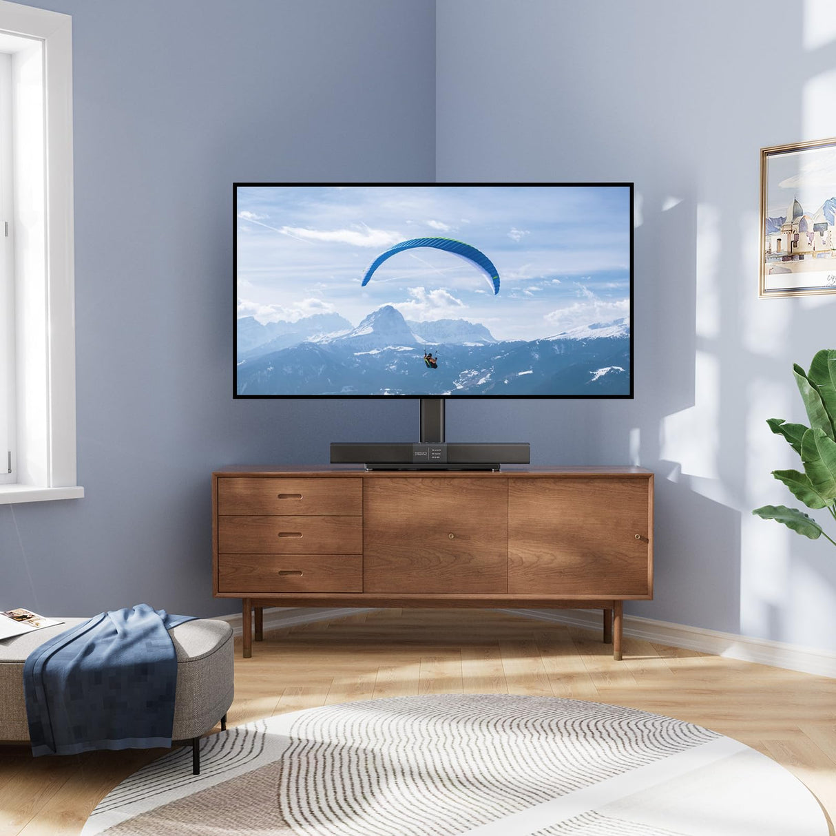 PERLESMITH Swivel Universal TV Stand/Base - Table Top TV Stand for 32-60 inch LCD LED TVs - Height Adjustable TV Mount Stand with Tempered Glass Base, VESA 400x400mm,Holds up to 88lbs PSTVS09 PERLESMITH